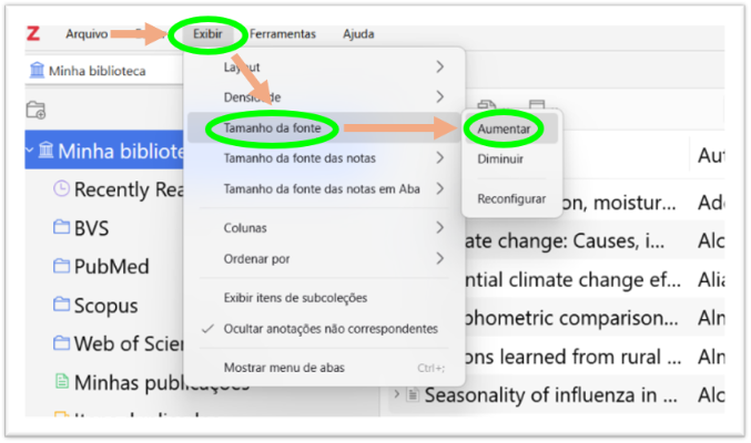 Tela Configuraçãos Zotero