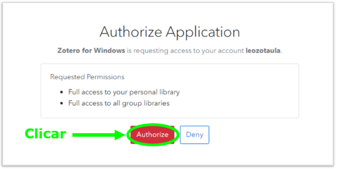 Tela Configuraçãos Zotero