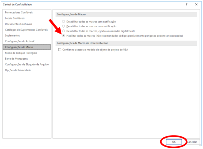 Tela Configuraçãos do Word