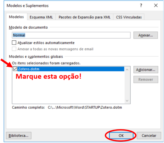 Tela Configuraçãos do Word